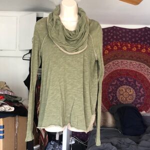 Free People Beach Green Cowl Neck Shirt